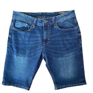 Buffalo David Bitton Jean Shorts Mens Size 32 Evan X Dark Wash Stretch Blue